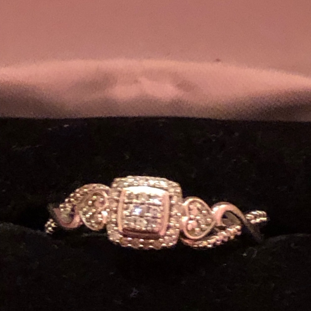 Delicate Sterling Silver Diamond  Halo Ring